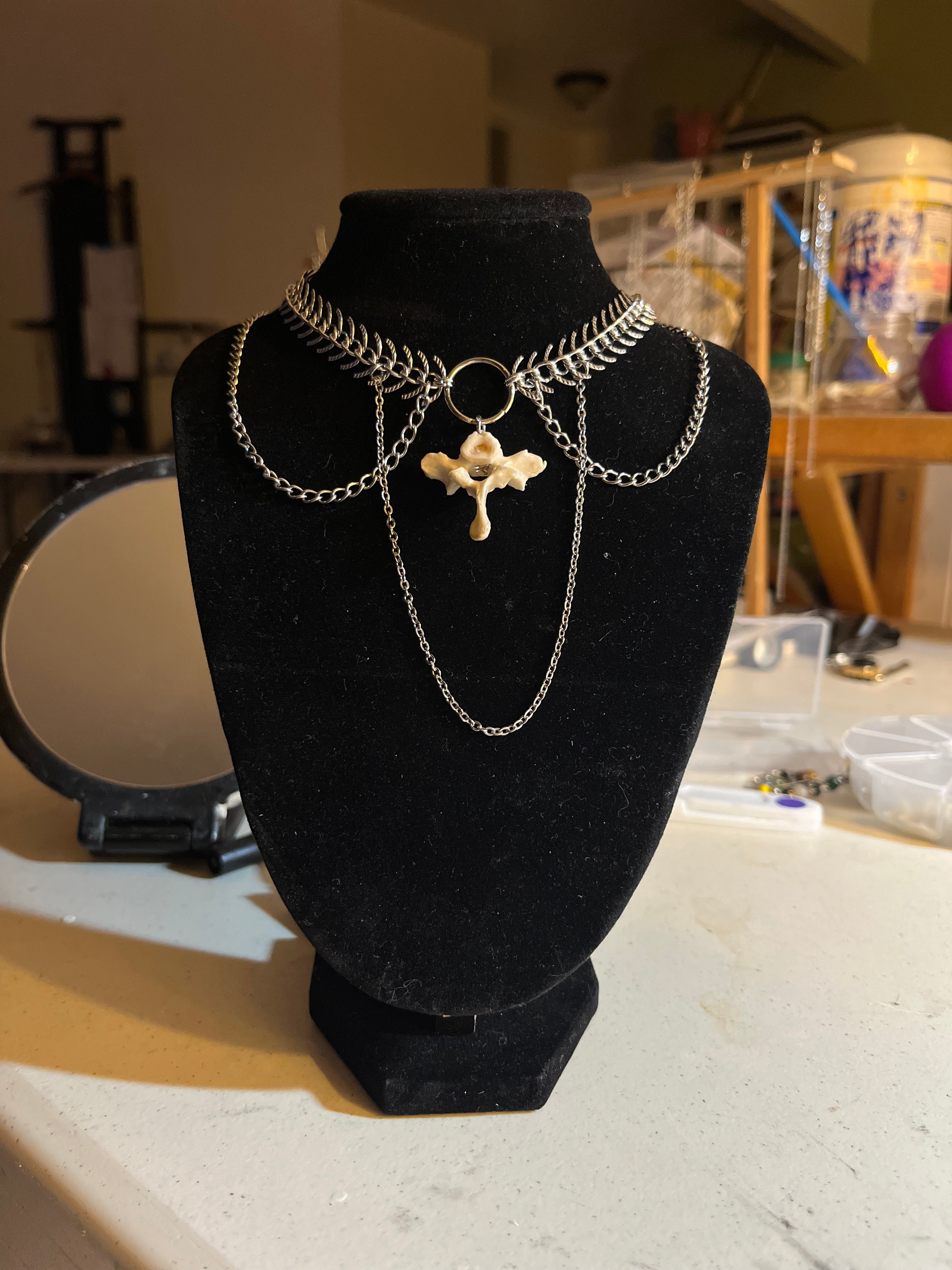Opossum Vertebra Draped Choker